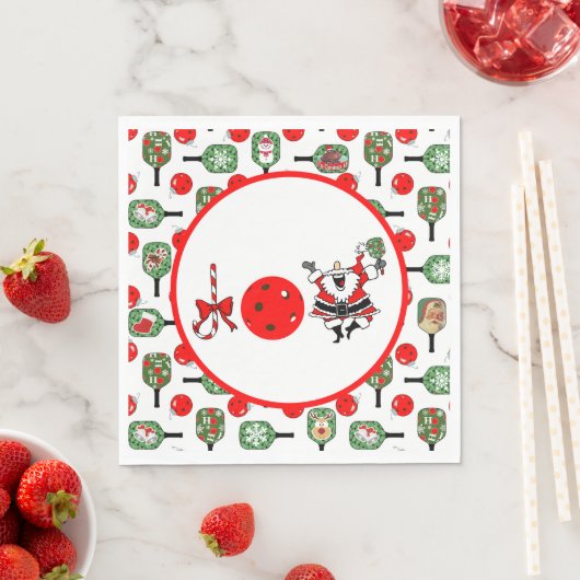 Serviette En Papier Pickleball Joie Noël Party Red Green Paddles (En situation)