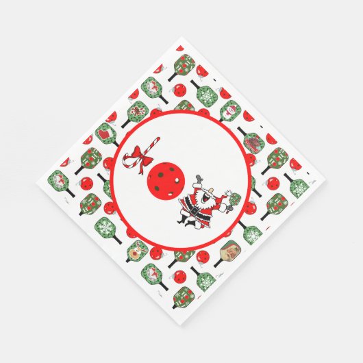 Serviette En Papier Pickleball Joie Noël Party Red Green Paddles (Coin)
