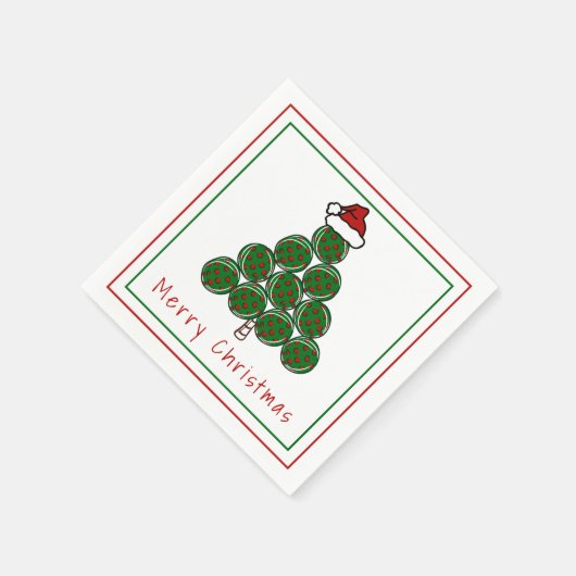 Serviette En Papier Pickleball Noël Arbre Joyeux Noël (Coin)