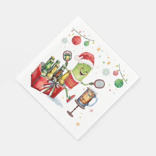 Serviette En Papier Pickleball Noël avec bière pour Noël (Coin)