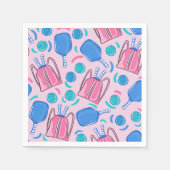 Serviette En Papier Pickleball Paddles et boules Pink Preppy (Devant)