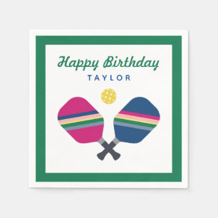 Serviette En Papier Pickleball Party Nom personnalisé Green Napkins