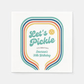 Serviette En Papier Pickleball Party Pickle Retro Rainbow Stripe (Devant)