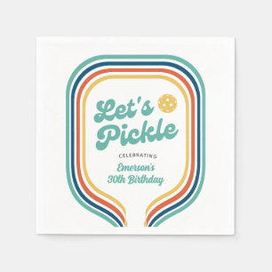 Serviette En Papier Pickleball Party Pickle Retro Rainbow Stripe
