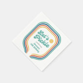Serviette En Papier Pickleball Party Pickle Retro Rainbow Stripe (Coin)