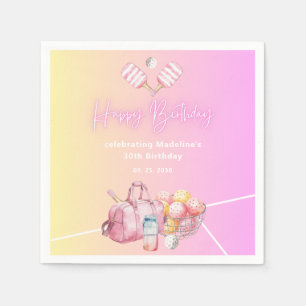 Serviette En Papier Pickleball rose amusant 30e fête d'anniversaire