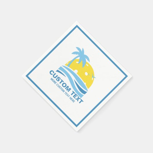 Serviette En Papier Pickleball Sun Palm Trees Pickleball Party Custom (Coin)
