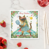 Serviette En Papier Pickleball thème de Noël (En situation)