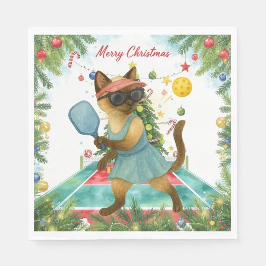 Serviette En Papier Pickleball thème de Noël (Devant)