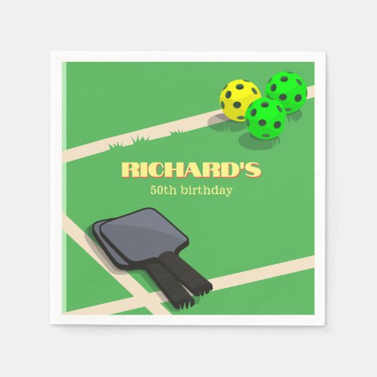 Serviette En Papier Pickleball Thème Sport Diner Anniversaire Fête (Devant)