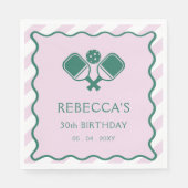 Serviette En Papier Pickleball vert rose 30e anniversaire (Devant)