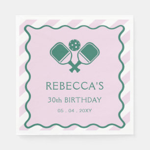 Serviette En Papier Pickleball vert rose 30e anniversaire