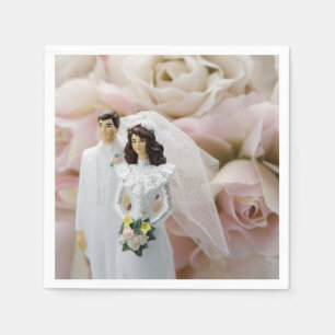 Serviette En Papier Pièce de mariée Figurine Roses blanches serviettes