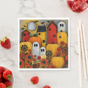 Serviette En Papier Pièce de patchwork fantaisiste d'Halloween d'art f