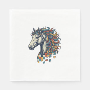 Serviette En Papier Pièce de puzzle de cheval coloré T-Shirt gravure v