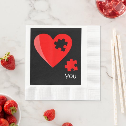 Serviette En Papier Pièce manquante Puzzle Coeur Valetines Chemise Jou (En situation)