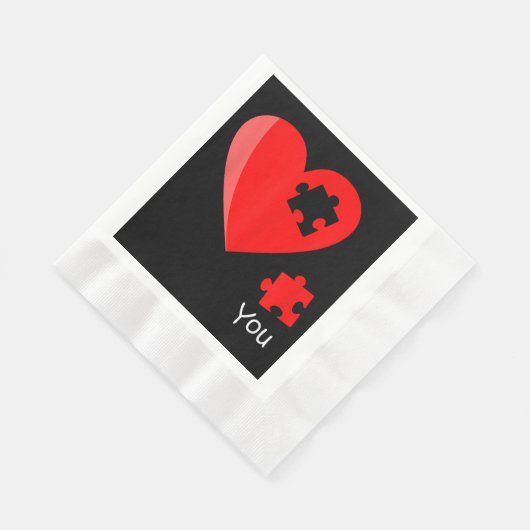 Serviette En Papier Pièce manquante Puzzle Coeur Valetines Chemise Jou (Coin)