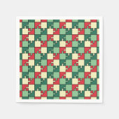 Serviette En Papier Pièces de puzzle géométrique rouge vert Motif (Devant)