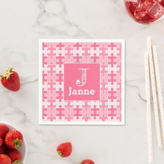 Serviette En Papier Pièces de puzzle rose douce fille Anniversaire (En situation)