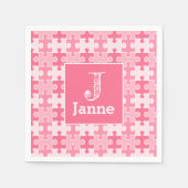 Serviette En Papier Pièces de puzzle rose douce fille Anniversaire (Devant)