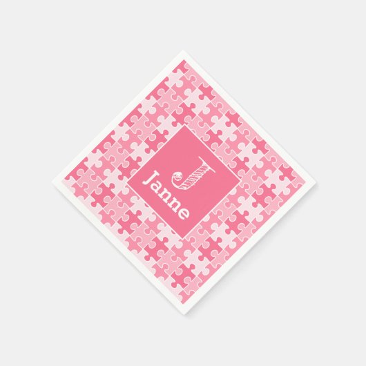 Serviette En Papier Pièces de puzzle rose douce fille Anniversaire (Coin)