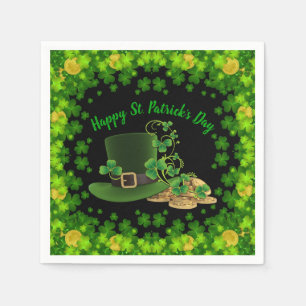 Serviette En Papier Pièces d'or et Shamrocks Saint-Patrick's Day