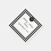 Serviette En Papier Pied de fond noir et blanc Votre monogramme (Coin)