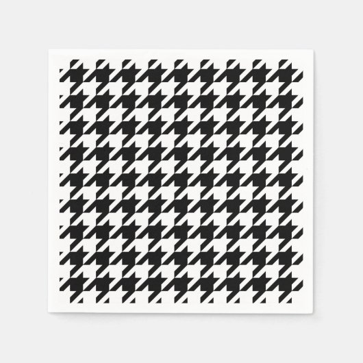 Serviette En Papier Pied de poule noir et blanc (Devant)