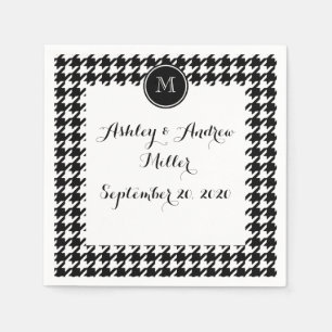 Serviette En Papier Pied-de-poule noir et blanc votre monogramme