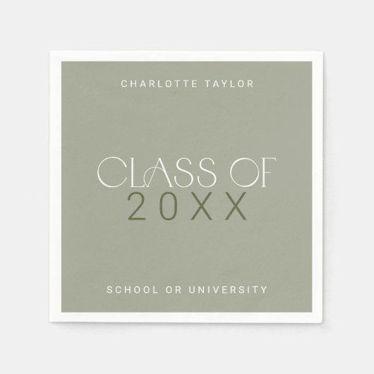 Serviette En Papier Pied moderne | Année de classe verte (Devant)