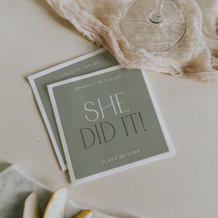 Serviette En Papier Pied moderne   Green Elle L'A Fait Graduation