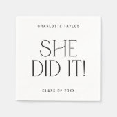 Serviette En Papier Pied moderne | Minimal Elle L'A Fait Graduation (Devant)