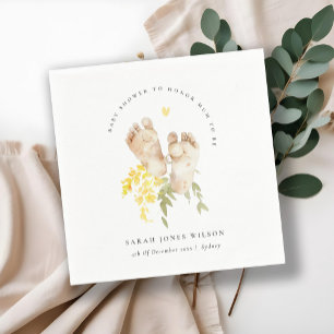 Serviette En Papier Pieds bébé Jaune Floral Sexe Baby shower neutre