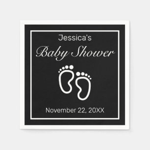 Serviette En Papier Pieds bébé minimaliste moderne Baby shower noir