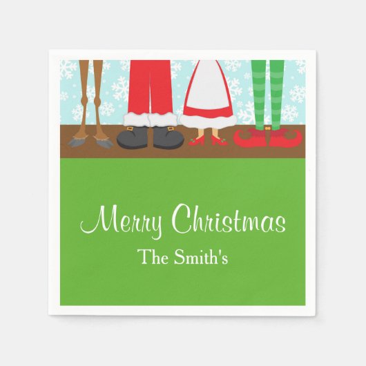 Serviette En Papier Pieds de rennes Père Noël de Noël (Devant)