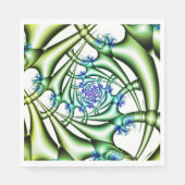 Serviette En Papier Piège | Art fractal bleu et vert (Devant)