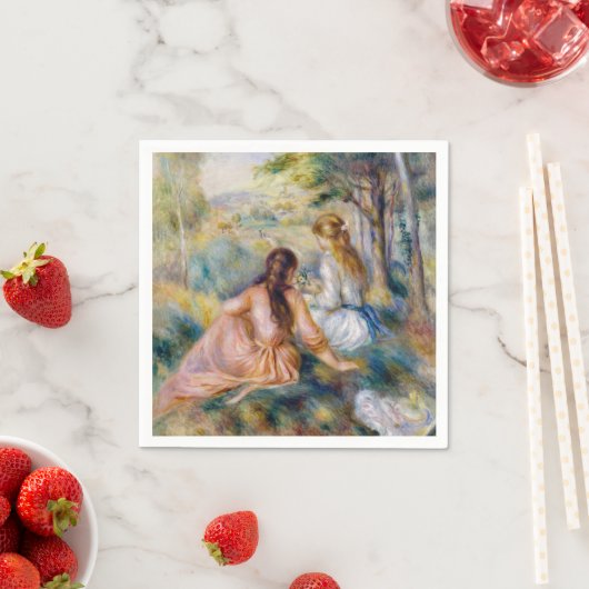 Serviette En Papier Pierre-Auguste Renoir - Dans le pré (En situation)