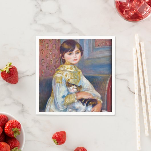 Serviette En Papier Pierre-Auguste Renoir - Enfant avec chat (En situation)