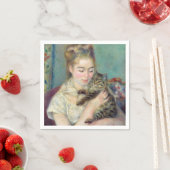 Serviette En Papier Pierre-Auguste Renoir - Femme avec chat (En situation)
