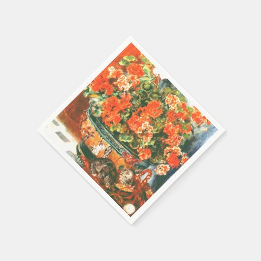 Serviette En Papier Pierre-Auguste Renoir Geraniums Et Chats (Coin)