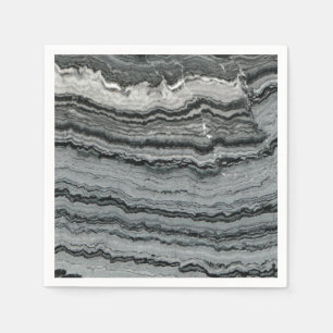 Serviette En Papier Pierre de gemme noire blanc marbre