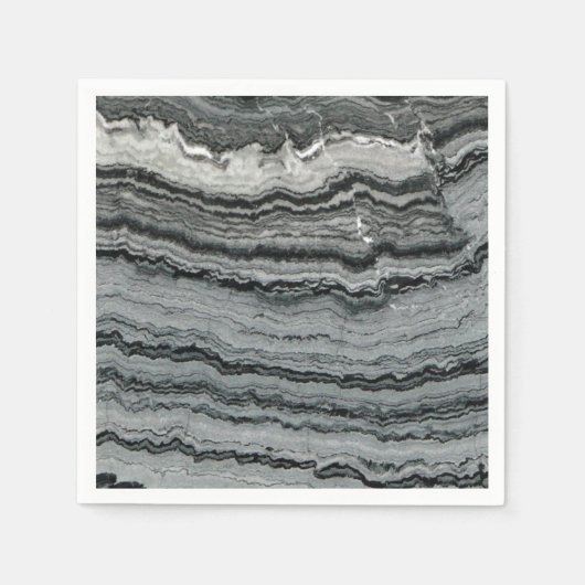 Serviette En Papier Pierre de gemme noire blanc marbre (Devant)