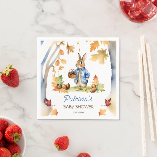 Serviette En Papier Pierre lapin baby shower automne vaisselle (En situation)