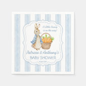 Serviette En Papier Pierre lapin bleu poussiéreux rayures baby shower  (Devant)