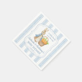 Serviette En Papier Pierre lapin bleu poussiéreux rayures baby shower  (Coin)