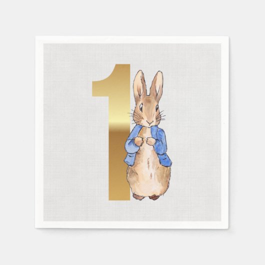 Serviette En Papier Pierre le lapin 1er anniversaire (Devant)