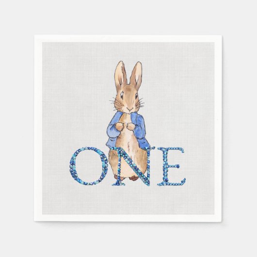 Serviette En Papier Pierre le lapin 1er anniversaire (Devant)