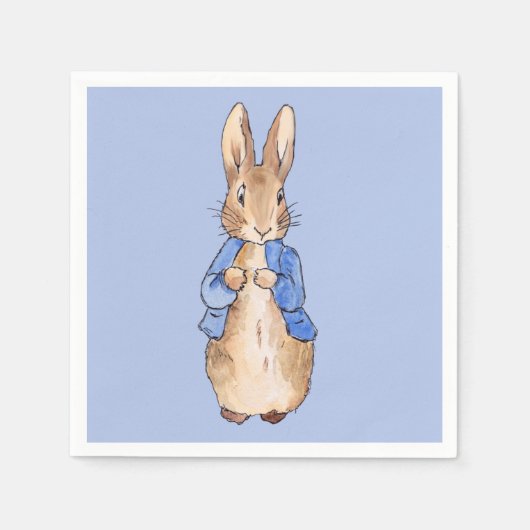 Serviette En Papier Pierre le lapin avec Arrière - plan bleu (Devant)