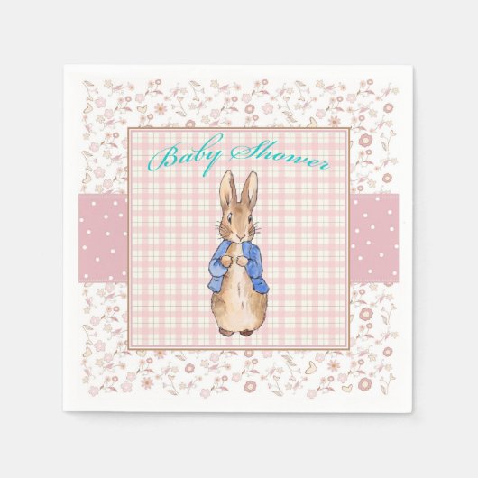 Serviette En Papier Pierre le lapin Baby shower Napkin (Devant)