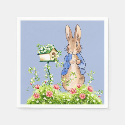 Serviette En Papier Pierre le lapin dans son jardin (Devant)